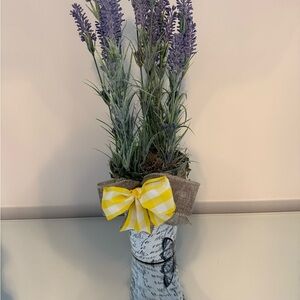 Lavender Floral Arrangement with Yellow Bow